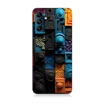 Samsung Galaxy A55 Uyumlu Renkli Kareler Ve Spiraller Desenli Silikon Kılıf