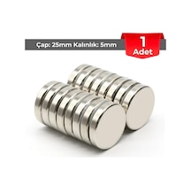 1 Adet Neodyum Mıknatıs Çap: 25mm Kalınlık: 5mm D25x5 Ndfeb Güçlü Mıknatıs