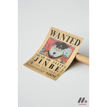 One Piece Jinbe Wanted Poster, Çerçevesiz Yüksek Kalite Duvar Afişi - Anime Severlere Özel Hediye