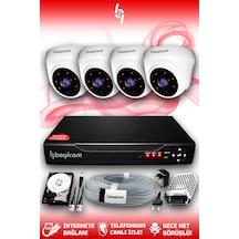 Bayicam 4 Kameralı Dome 4 İç Kamera Set 500 GB HDD Full HD Gece Görüşlü Güvenlik Kamerası Sistemi