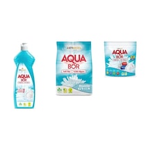 Aquabor Doğal Mineralli Elde Bulaşık + 4 Kg Beyaz + Tablet 3 Lü Set