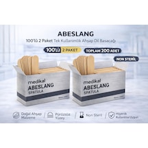 Abeslang 100'lü 2 Paket Tek Kullanımlık Ahşap Dil Basacağı Non Steril Medikal Spatula Toplam 200 Adet