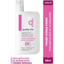Quality Life Ton Eşitleyici ve Aydınlatıcı Pembe Güneş Kremi SPF50+ 50 ML