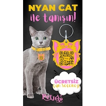 Petjoo 2.Nyan Cat Pembe-Sarı Qr'lı Kedi Künyesi