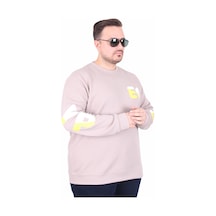 Starbattal Büyük Beden Bisiklet Yaka Sweat Double Face Pike Eo 25703 Bej Bej