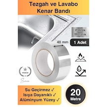 20 Mt Parlak Metalik Gri Tezgah Lavabo Kenar Bandı Sızdırmaz Isıya Dayanıklı Bant Su İzolasyon 1 Ad.