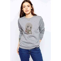 Anime Fairy Tail Glass Guild Emblem Baskılı Gri Kadın Sweatshirt (528292726)