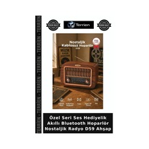 Özel Seri Ses Hediyelik Akıllı Bluetooth Hoparlör Nostaljik Radyo D59 Ahşap