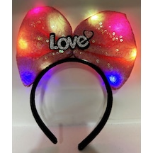 Led Işıklı 3 Farklı Fonksiyonda Yanan Gümüş Love Yazılı Fuşya N177