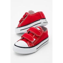 Kauçuk Taban Keten Cırtlı Çocuk Unisex Kırmızı Spor Ayakkabı Tbh1450 Kırmızı