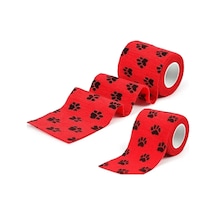 Bybars Octacare Kendinden Yapışkanlı Kedi Ve Köpek Pati Bandajı, Kırmızı, 7,5 Cm X 4,5 Metre, 2 Adet