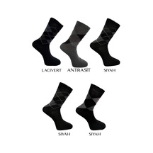 5 Çift Erkek Klasik Ekose Soket Çorap Çok Renkli Çok Renkli