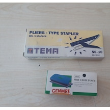 Genmes Delgi Makinesi J850 + Tema Type Stapler Pens Tipi Zımba Mavi