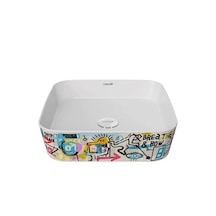 Creavit LP040 Loop Grafiti Uygulamalı Kare Çanak Lavabo 40 CM
