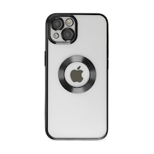 İletişim iPhone 14 İle Uyumlu İle Uyumlu Kapak Yanları Renkli Lens Korumalı Logo Gösteren Şeffaf Luxury Kılıf - Siyah Sku: Zeusb0bqfqny14