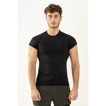 Maraton Active Slimfit Erkek Bisiklet Yaka Kısa Kol Koşu Siyah T-Shirt 821075-Siyah