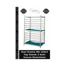 Özel Üretim Mb 15022 Top Standı 2 Katlı Sunum Düzenleme Çok Renkli