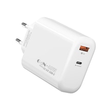 S-link Sl-ec69 Gan Pd 65w - Qc 18w Type Usb-c +usb A Hızlı Beyaz Ev-notebook Şarj Adaptör
