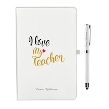 İsme Özel Defter Kalem Seti Beyaz-I Love My Teacher