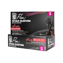 Flex Tpe Siyah Eldiven 100 Adet Small - Tek Kullanımlık Hijyen Eldiveni 8'li Avantaj Paketi - 8 Tarı