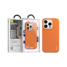 Apple Uyumlu iPhone Blueo 15 Pro Max Turuncu Premium Deri Telefon Kılıf.