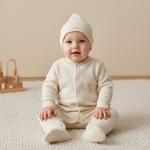 Ürünya Unisex Bebek Şapkalı Tulum Krem