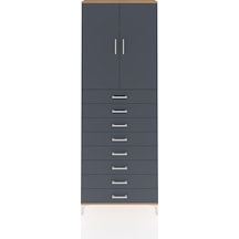 Arges Dolap 3 Raflı 8 Çekmeceli 2 Kapaklı 88x30x243 Çam-antrasit Çam