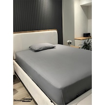 Yumuşak Gri Pamuklu Ranforce Tek Kişilik Lastikli Çarşaf Ve Yastık Kılıfı Seti 100x200