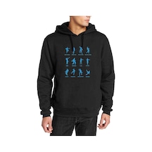 Fortnite Dans Baskılı Siyah Erkek Örme Kapşonlu Sweatshirt