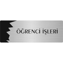 Metal Departman Kapı İsimliği, Yönlendirme Levhası Öğrenci İşleri 5x20 Cm Gümüş Renk