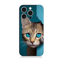 Apple Uyumlu iPhone 15 Pro Max Mavi Gözlü Masum Kedi Desenli Silikon Kılıf