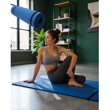 Yoga Matı 10 Mm Kalınlık Çift Taraflı Kullanım Uczzz10mmyogamatımavi Mavi