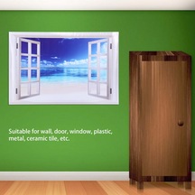 Kangvka 3d Deniz Manzaralı Pvc Duvar Stickerı - Su Geçirmez Dekoratif Penceresi 2 Adet Diğer