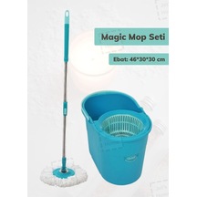 Magic Mop Seti Paspas Temizlik Seti Döner Başlıklı Temizlik Kovası Motek