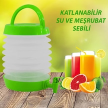 Su Sebili Katlanabilir Termos Çeşmeli Körüklü 5.5 Litre Piknik Kamp Su Ayran Meşrubat Içecek Bidonu Yeşil