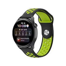 Watch 20mm Spor Delikli Kordon - Siyah-yeşil Diğer