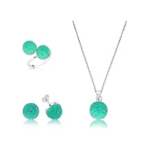 Hk Gümüş Kadın Set Yeşil Kristal Taşlı Gümüş Takı Hediyelik Ürünler-195404 Çok Renkli