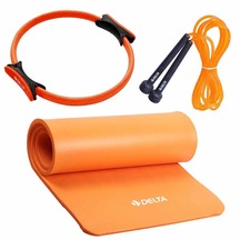 Delta- 15 mm Pilates Minderi 38 cm Pilates Çemberi Atlama İpi Seti