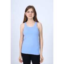 Toontoy Kız Çocuk Bisiklet Yaka Basic Atlet Mavi