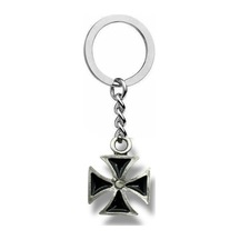 Siyah Kare Haç Figürlü Metal Anahtarlık Unisex Gotik & Alternatif Aksesuar