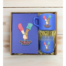 Bk Gift Kişiye Özel İsimli Dtf Best Friend Temalı Mavi Defter & Kahve Fincanı & Mum Hediye Seti-5, Arkadaşa Hediye, Doğum Günü Hediyesi Kobitmeyencom3