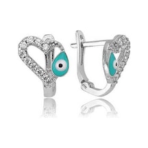 Gümüş Kalp Figürlü Çocuk Küpesi 14 MM-Gümüş