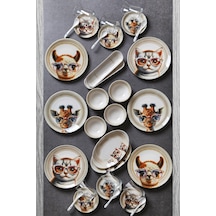 Kitchen Life 32 Parça 6 Kişilik Sweet Animals Porselen Kahvaltı Takımı Bone China
