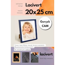Lacivert-20mm Çerçeve Camlı 20x25 Cm Fotoğraf Resim Çerçevesi Ayaklı Veya Duvara Asma Yatay-dikey 19290302
