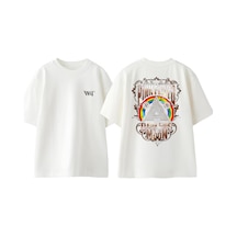 Thewert Pink Floyd Dark Side 1 Tasarım Sırt Baskılı Pamuk Beyaz Oversize T-shirt