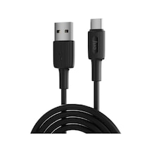 12w Usb-a To Type-c Silikon Hızlı Şarj Ve Data Kablosu Siyah 1 Metre Standart