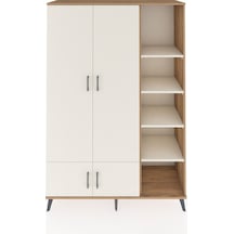 Hyperion Dolap 6 Raflı 4 Kapaklı Tek Askılı 132x44x195 Çam-aytaşı/aytaşı Aytası/aytası