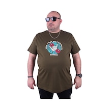 Moc Grande Mocgrande Büyük Beden Erkek Sıfır Yaka Tişört Summer 23119 Askeri Yeşil