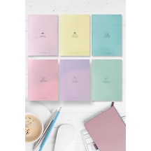 Kentsoylu A5 Ebat Kalın Karton Kapaklı Ciltli 6'lı Defter Seti 2 Çizgili-çizgisiz-kareli 128 Sayfa 90 Gram Amerikan Cilt Pastel Seri Çek Kopart Sayfa Mikro Perforaj