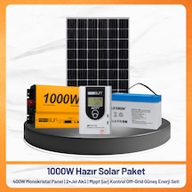 1000w Off-grid Güneş Enerji Sistemi 400w Monokristal Panel + Jel Akü + Mppt Şarj Kontrol Cihazı